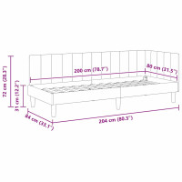 Produktbild för Hörn Sängram med huvudgavel Kräm 80 cm x 200 cm Sammet