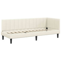 Produktbild för Hörn Sängram med huvudgavel Kräm 80 cm x 200 cm Sammet