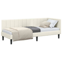Produktbild för Hörn Sängram med huvudgavel Kräm 80 cm x 200 cm Sammet