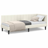 Produktbild för Hörn Sängram med huvudgavel Kräm 80 cm x 200 cm Sammet