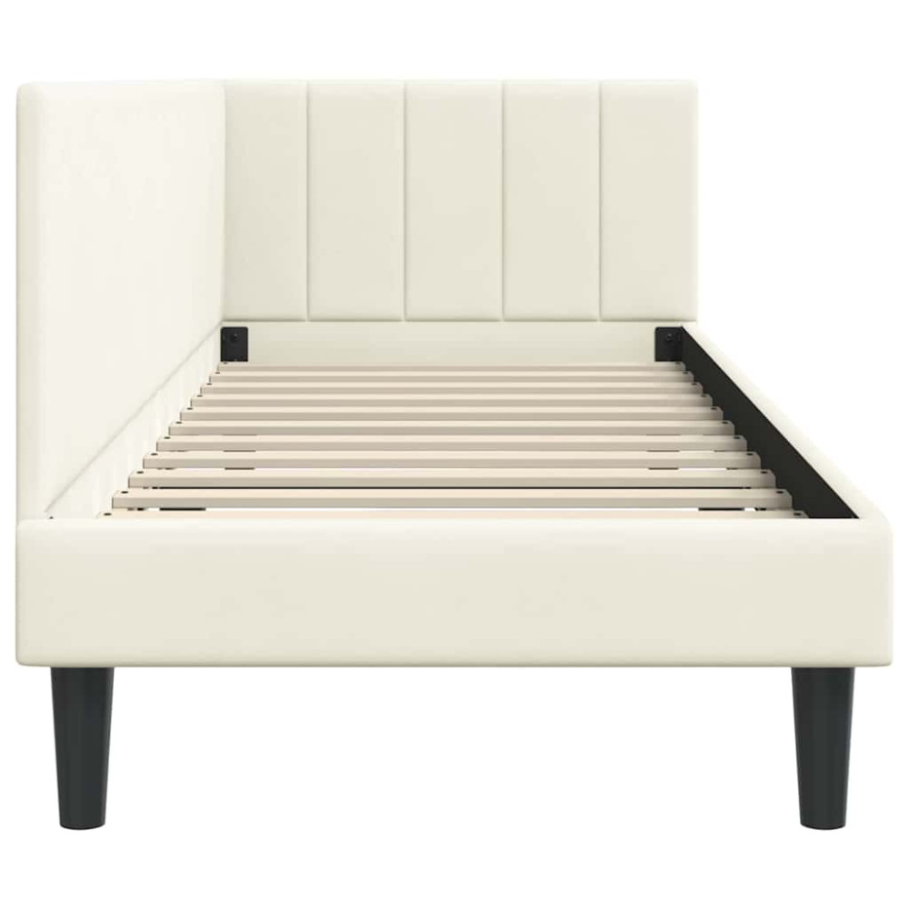 Produktbild för Hörn Sängram med huvudgavel Kräm 80 cm x 200 cm Sammet