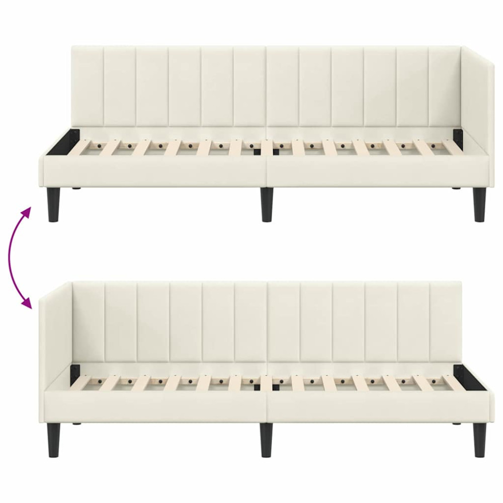 Produktbild för Hörn Sängram med huvudgavel Kräm 80 cm x 200 cm Sammet