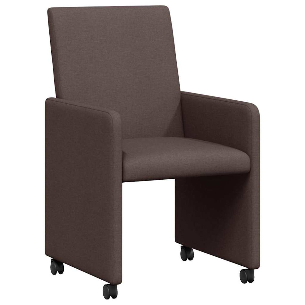 Produktbild för Matstolar med hjul med hjul 2 pcs Mörkbrun 57 x 66 x 94 cm tyg