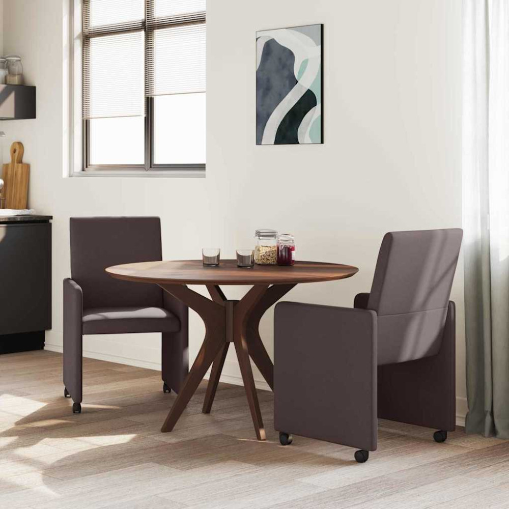 Produktbild för Matstolar med hjul med hjul 2 pcs Mörkbrun 57 x 66 x 94 cm tyg