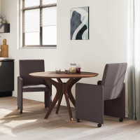 Produktbild för Matstolar med hjul med hjul 2 pcs Mörkbrun 57 x 66 x 94 cm tyg