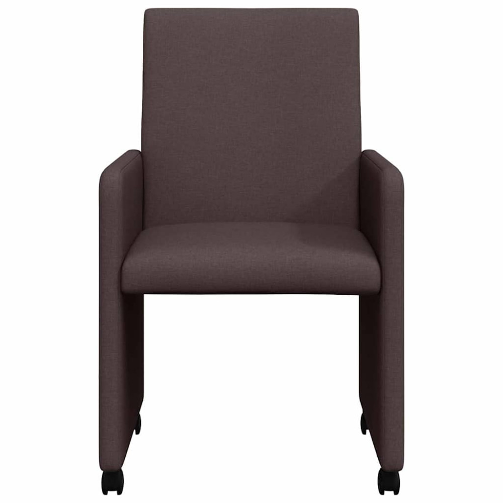 Produktbild för Matstolar med hjul med hjul 2 pcs Mörkbrun 57 x 66 x 94 cm tyg