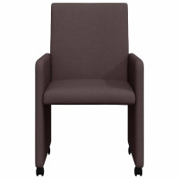 Produktbild för Matstolar med hjul med hjul 2 pcs Mörkbrun 57 x 66 x 94 cm tyg