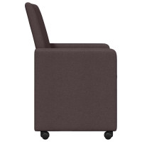 Produktbild för Matstolar med hjul med hjul 2 pcs Mörkbrun 57 x 66 x 94 cm tyg