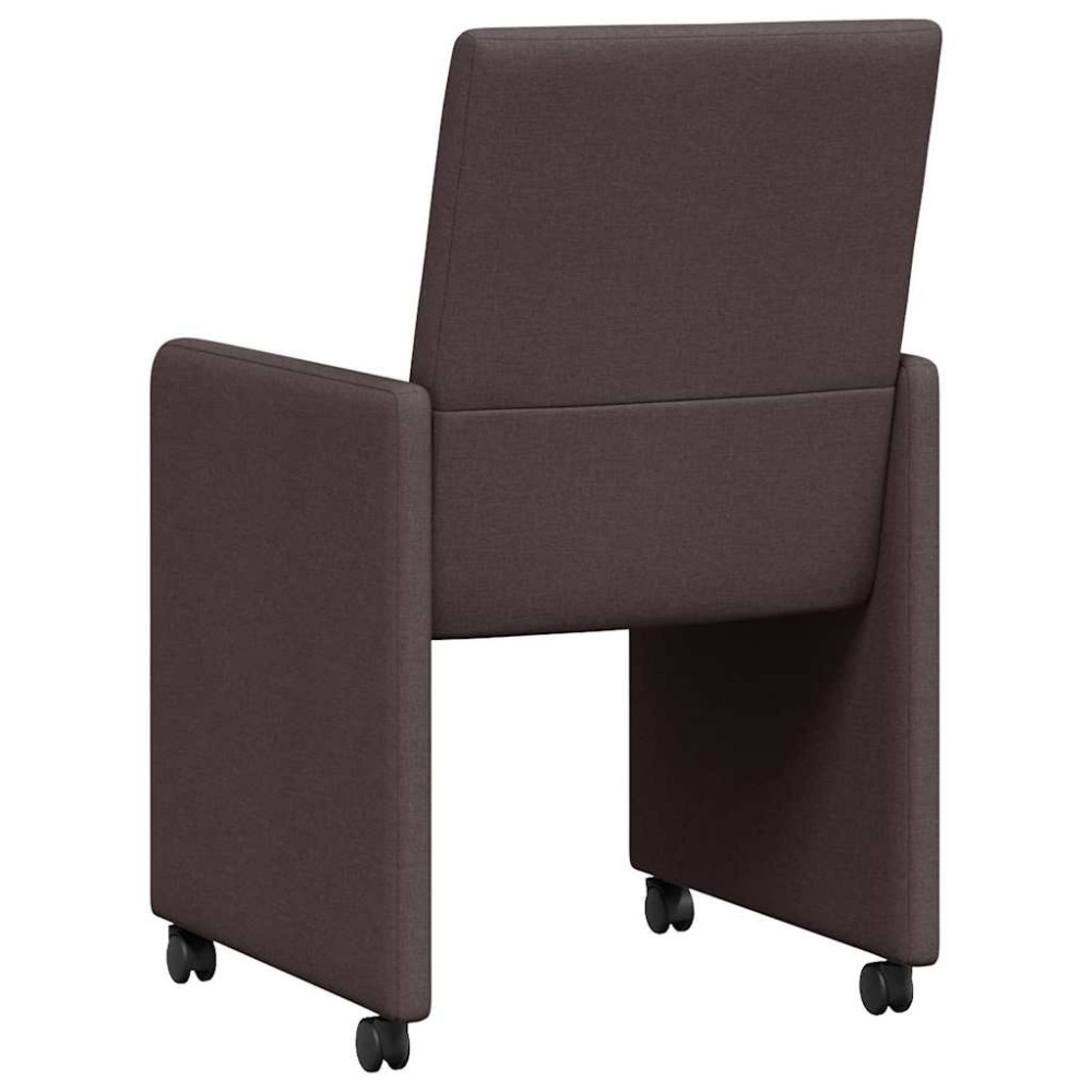 Produktbild för Matstolar med hjul med hjul 2 pcs Mörkbrun 57 x 66 x 94 cm tyg