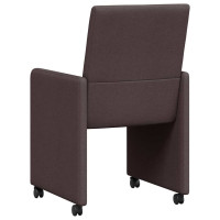 Produktbild för Matstolar med hjul med hjul 2 pcs Mörkbrun 57 x 66 x 94 cm tyg