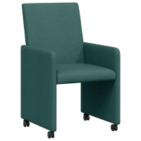 Produktbild för Matstolar med hjul med hjul 2 pcs Mörkgrön 57 x 66 x 94 cm tyg
