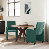 Produktbild för Matstolar med hjul med hjul 2 pcs Mörkgrön 57 x 66 x 94 cm tyg