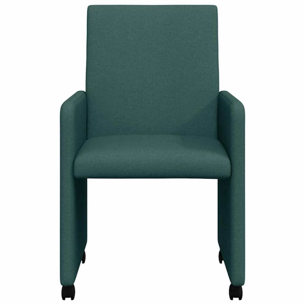 Produktbild för Matstolar med hjul med hjul 2 pcs Mörkgrön 57 x 66 x 94 cm tyg