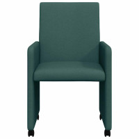 Produktbild för Matstolar med hjul med hjul 2 pcs Mörkgrön 57 x 66 x 94 cm tyg