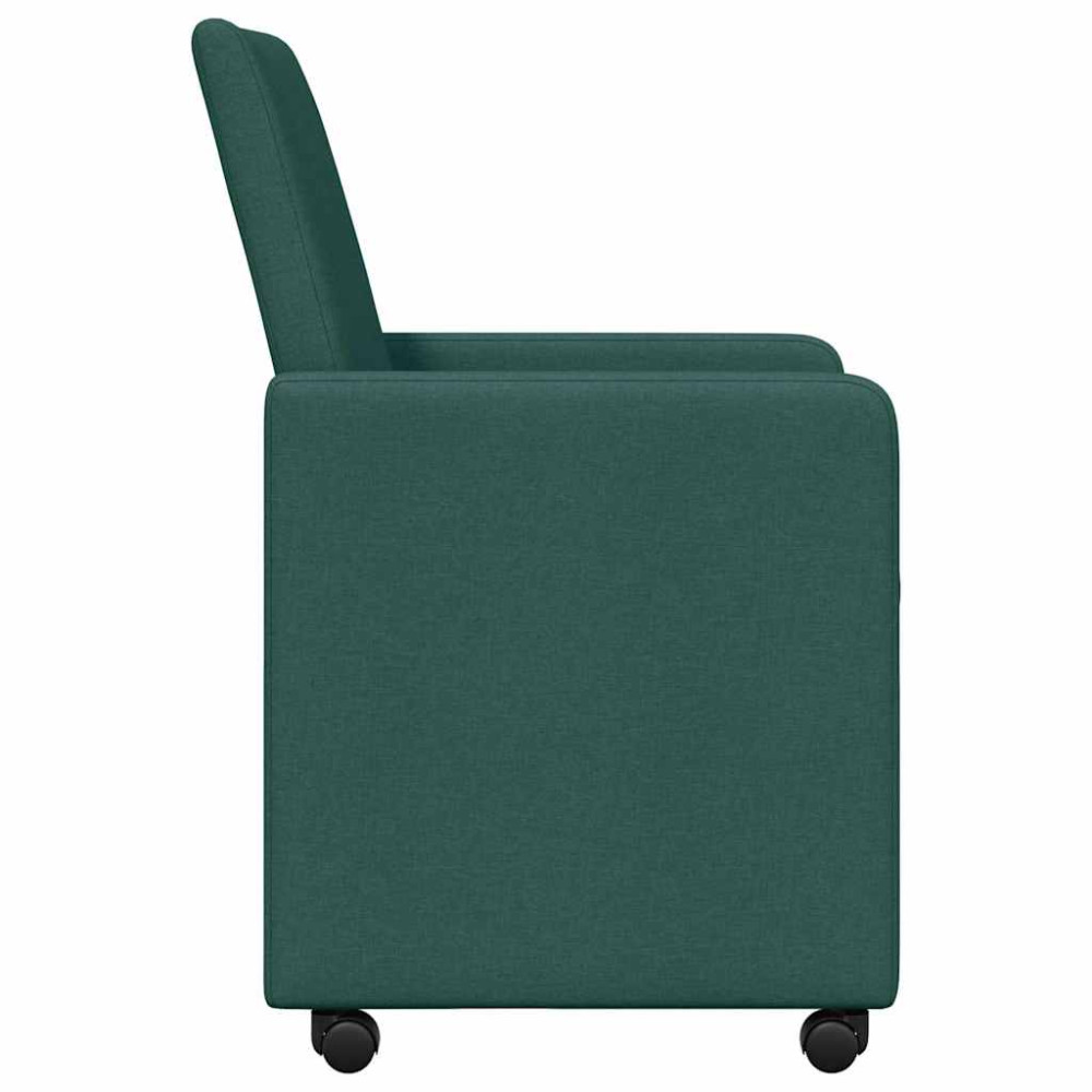 Produktbild för Matstolar med hjul med hjul 2 pcs Mörkgrön 57 x 66 x 94 cm tyg