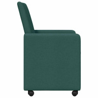 Produktbild för Matstolar med hjul med hjul 2 pcs Mörkgrön 57 x 66 x 94 cm tyg