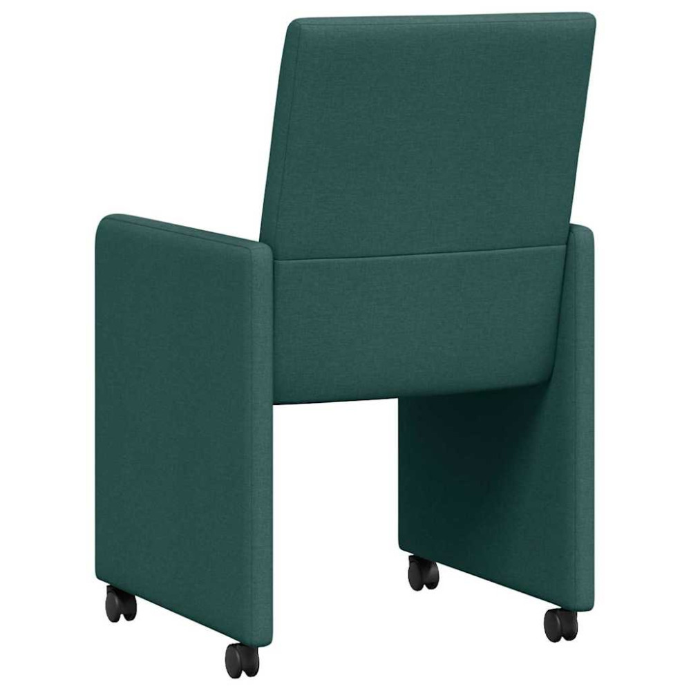 Produktbild för Matstolar med hjul med hjul 2 pcs Mörkgrön 57 x 66 x 94 cm tyg