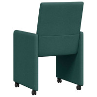 Produktbild för Matstolar med hjul med hjul 2 pcs Mörkgrön 57 x 66 x 94 cm tyg