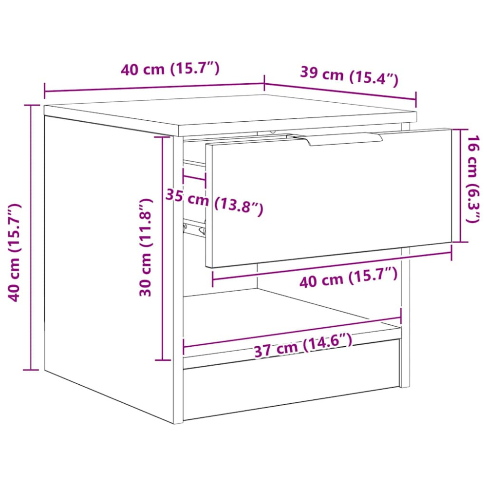 Produktbild för Sängskåp 2 pcs Gammalt trä 40 x 39 x 40 cm Konstruerat trä