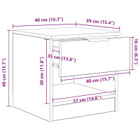 Produktbild för Sängskåp 2 pcs Gammalt trä 40 x 39 x 40 cm Konstruerat trä