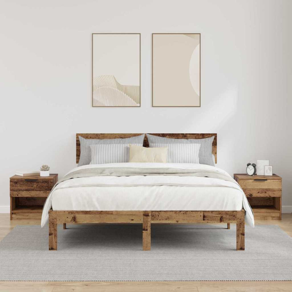 Produktbild för Sängskåp 2 pcs Gammalt trä 40 x 39 x 40 cm Konstruerat trä