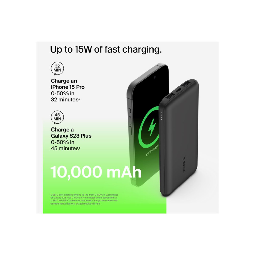 Produktbild för Belkin BoostCharge power bank - USB-C, 2 x USB - 15 watt