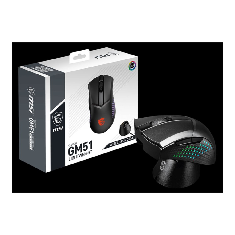 Produktbild för MSI Clutch GM51 - mus - låg vikt - 2.4 GHz, Bluetooth, USB