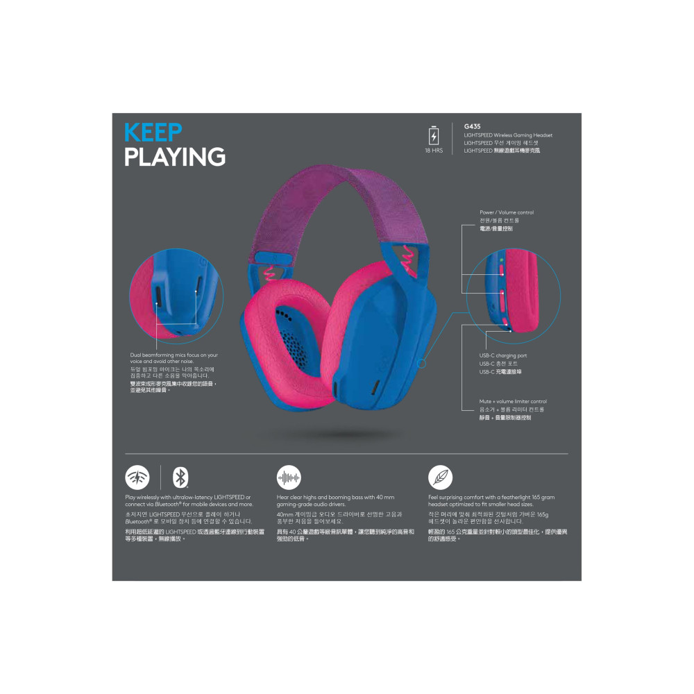 Produktbild för Logitech Lightspeed G435 - headset