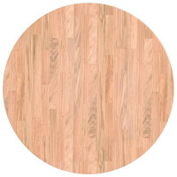 Produktbild för Bordsskiva Ljusbrun Ø 60 x 4 cm Massivt Ekträ