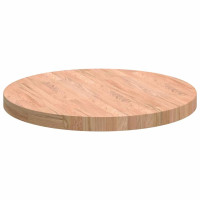 Produktbild för Bordsskiva Ljusbrun Ø 60 x 4 cm Massivt Ekträ
