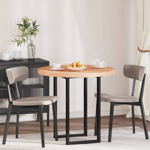 vidaXL Bordsskiva Ljusbrun Ø 80 x 4 cm Massivt Ekträ