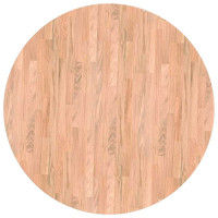 Produktbild för Bordsskiva Ljusbrun Ø 80 x 4 cm Massivt Ekträ