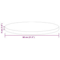 Produktbild för Bordsskiva Ljusbrun Ø 80 x 4 cm Massivt Ekträ