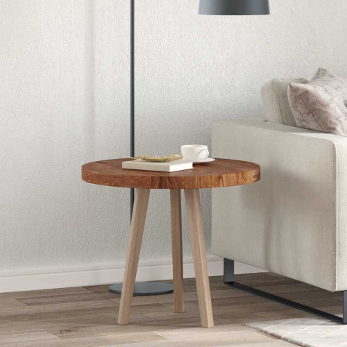 vidaXL Bordsskiva Mörkbrun Ø 60 x 4 cm Massivt Ekträ