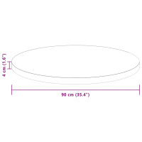 Produktbild för Bordsskiva Mörkbrun Ø 90 x 4 cm Massivt Ekträ
