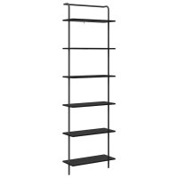 Produktbild för Hyllsystem Svart Ek 60 x 24 x 203 cm Konstruerat trä