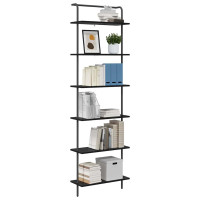 Produktbild för Hyllsystem Svart Ek 60 x 24 x 203 cm Konstruerat trä
