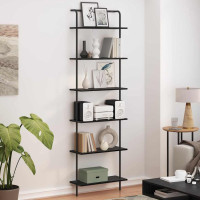 Produktbild för Hyllsystem Svart Ek 60 x 24 x 203 cm Konstruerat trä