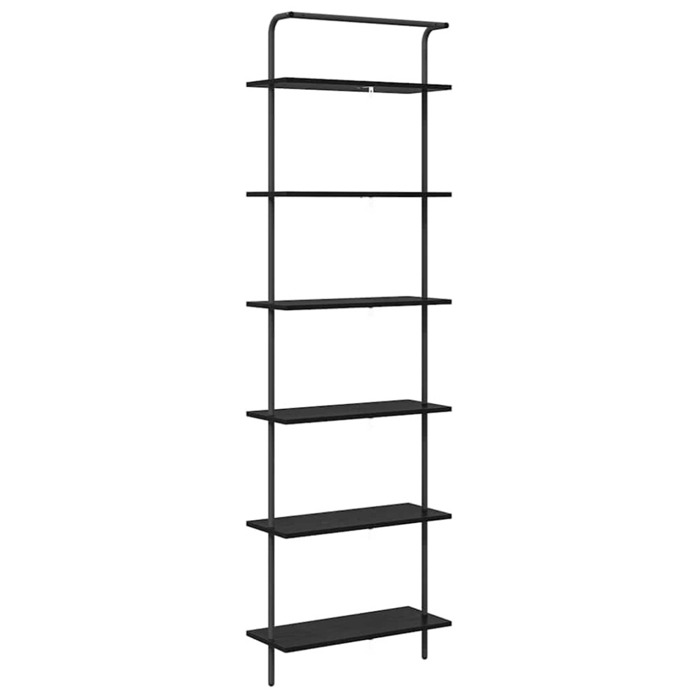 Produktbild för Hyllsystem Svart Ek 60 x 24 x 203 cm Konstruerat trä