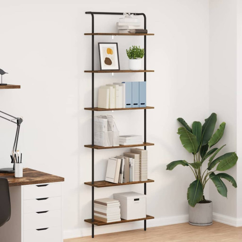 vidaXL Hyllsystem Rökt ek 60 x 24 x 203 cm Konstruerat trä