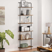 Produktbild för Hyllsystem Rökt ek 60 x 24 x 203 cm Konstruerat trä