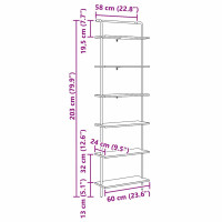 Produktbild för Hyllsystem Rökt ek 60 x 24 x 203 cm Konstruerat trä