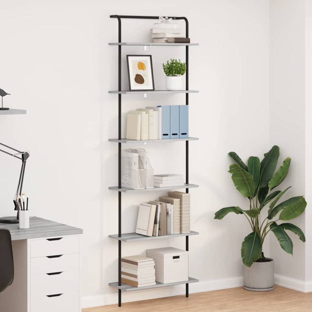 Produktbild för Hyllsystem Grå Sonoma 60 x 24 x 203 cm Konstruerat trä