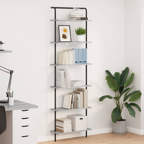 vidaXL Hyllsystem Grå Sonoma 60 x 24 x 203 cm Konstruerat trä