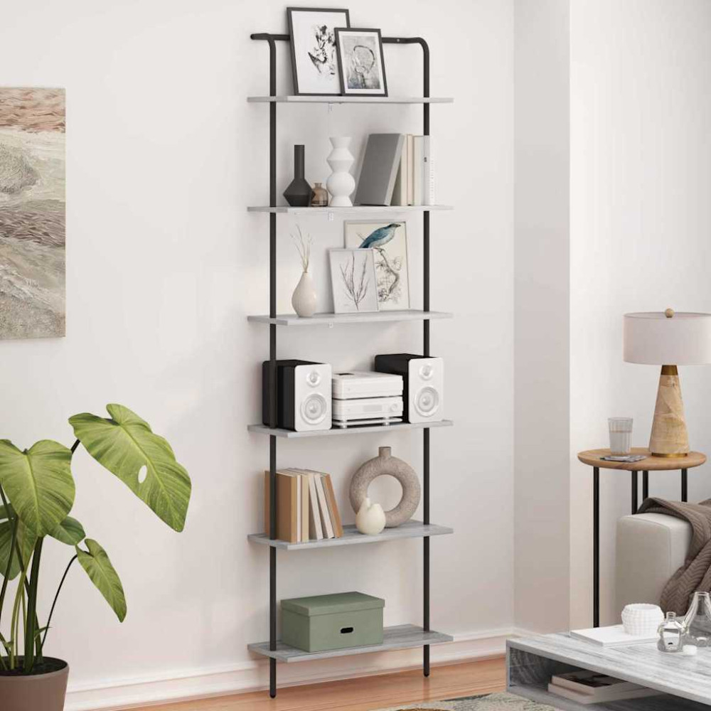 Produktbild för Hyllsystem Grå Sonoma 60 x 24 x 203 cm Konstruerat trä