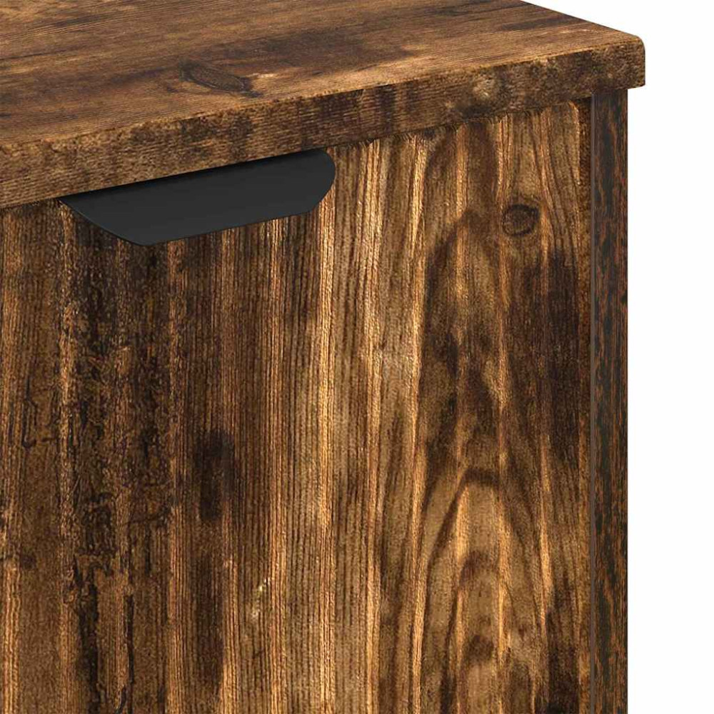 Produktbild för Badrumsskåp med handfat med lagring Rökt ek 60,5 x 33,5 x 61 cm