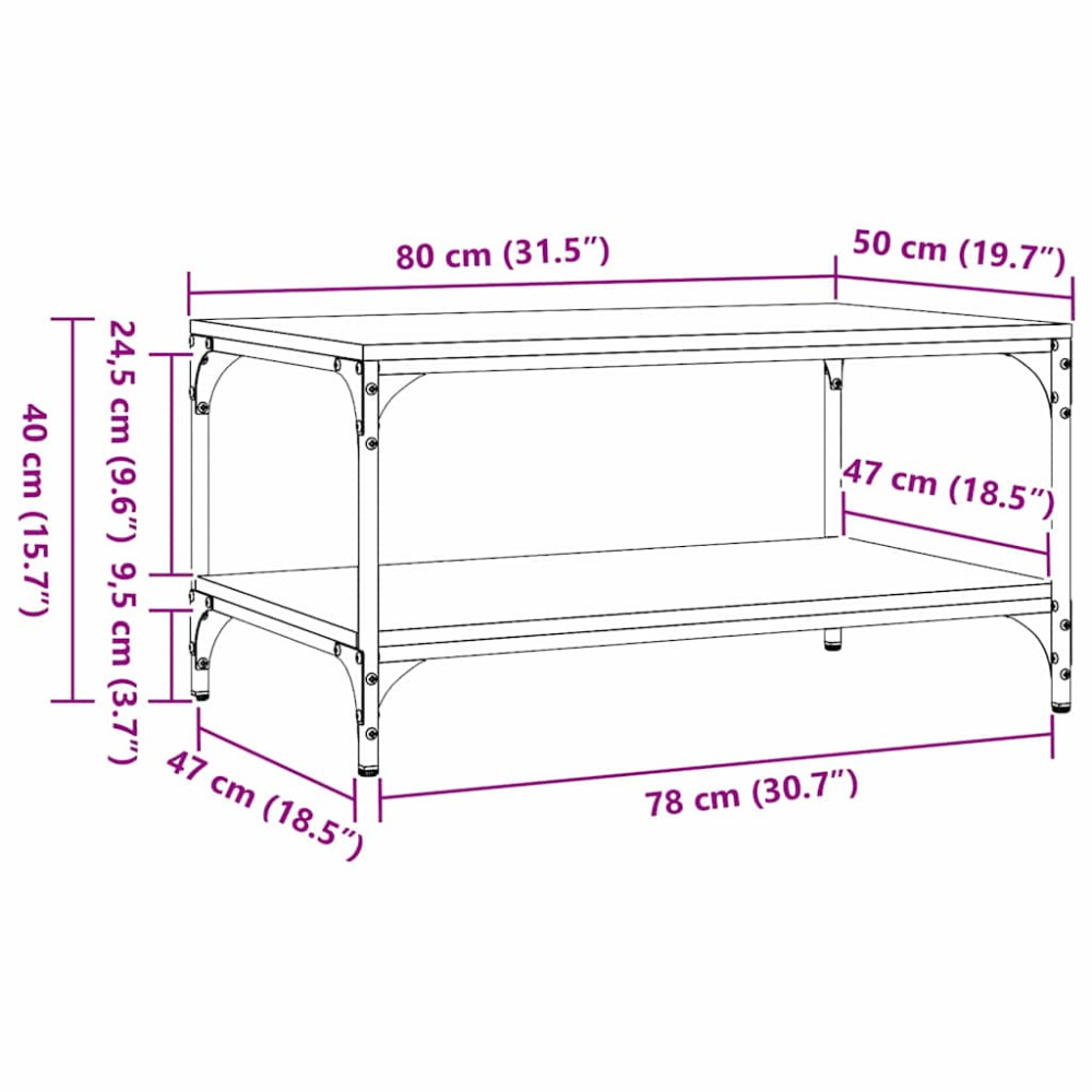 Produktbild för Kaffeebord Gammalt trä 80 x 50 x 40 cm Konstruerat trä