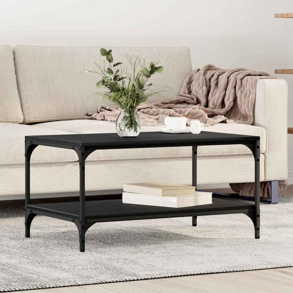 Produktbild för Kaffeebord Svart Ek 82 x 50 x 40 cm Konstruerat trä