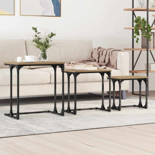vidaXL Nesting Kaffe Bord 3 pcs artisan ek Konstruerat trä