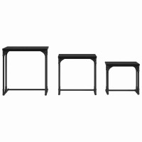 Produktbild för Nesting Kaffe Bord 3 pcs Svart ek Konstruerat trä